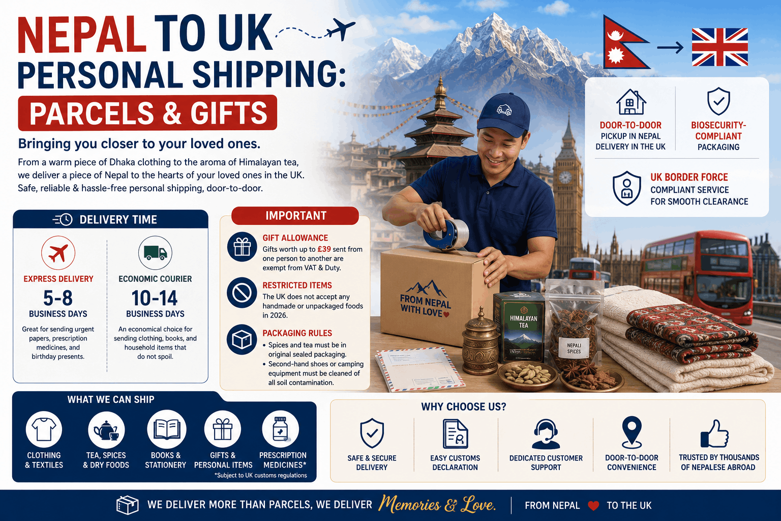 Nepal To UK Personal Shipping: Parcels & Gifts