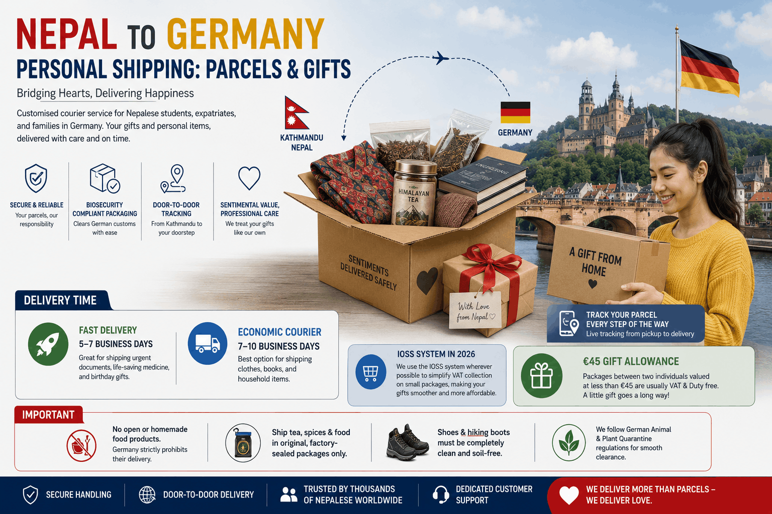 Nepal to Germany Personal Shipping: Parcels & Gifts