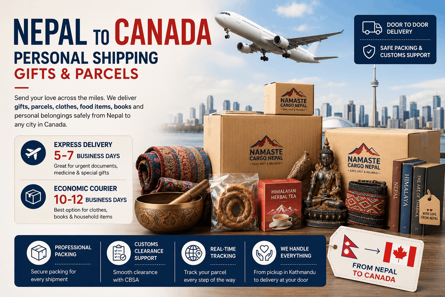 Nepal to Canada Personal Shipping: Gifts & Parcels